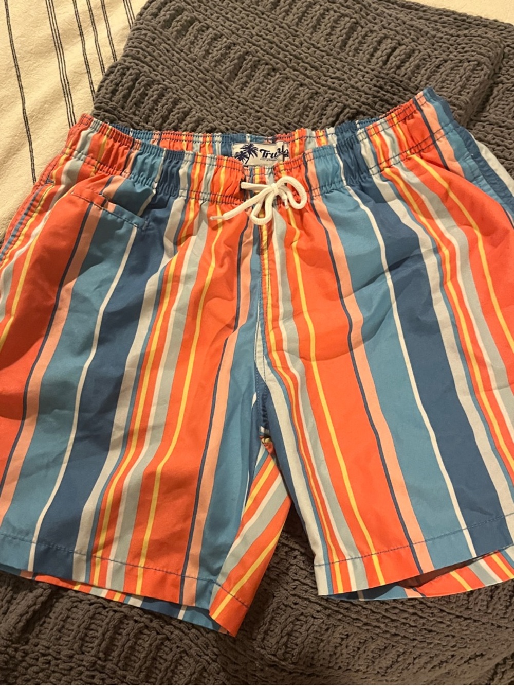 Men’s “Trunks Surf and Swim” striped swim trunks (M)